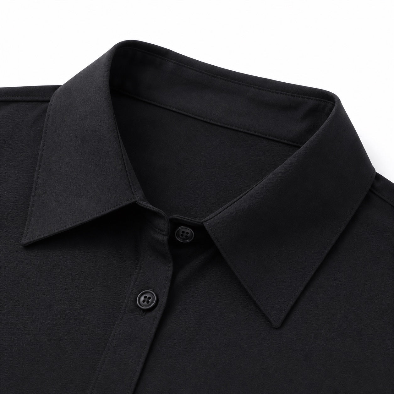 Women's Classic Button-Front Shirt Point Collar Regular Fit - Black 