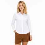 Women's Classic Button-Front Shirt Point Collar Regular Fit - White 