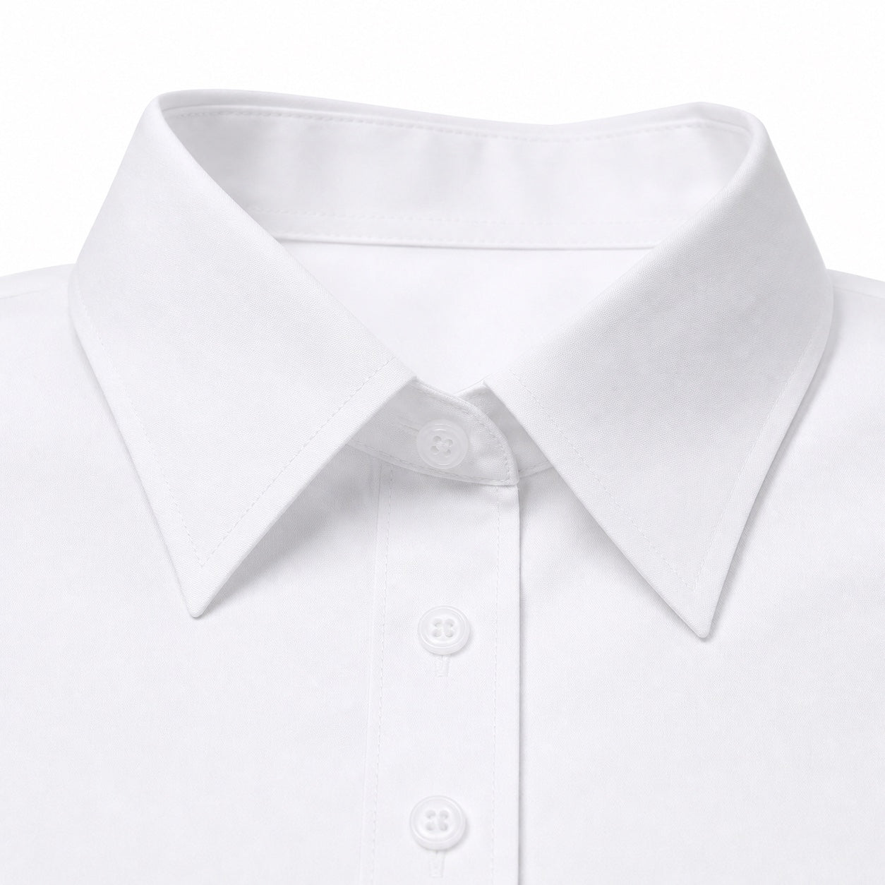 Women's Classic Button-Front Shirt Point Collar Regular Fit - White 