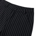 Women's Pinstripe High-Waisted Trousers Full-Length Wide-Leg Fit - Black 