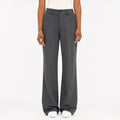 Women's Pinstripe High-Waisted Trousers Full-Length Wide-Leg Fit - Grey 