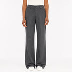 Women's Pinstripe High-Waisted Trousers Full-Length Wide-Leg Fit - Grey 