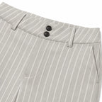 Women's Pinstripe High-Waisted Trousers Full-Length Wide-Leg Fit - Light Grey 