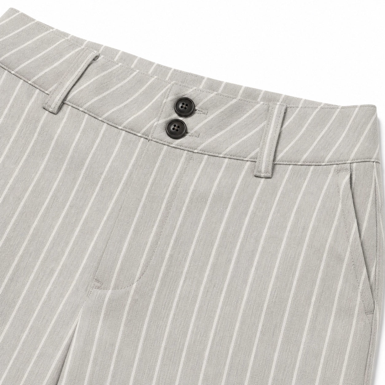 Women's Pinstripe High-Waisted Trousers Full-Length Wide-Leg Fit - Light Grey 