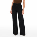 Women's High-Waisted Classic Jeans Full-Length Wide-Leg Fit - Black 