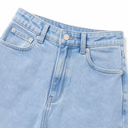 Women's High-Waisted Classic Jeans Full-Length Wide-Leg Fit - Light Blue 