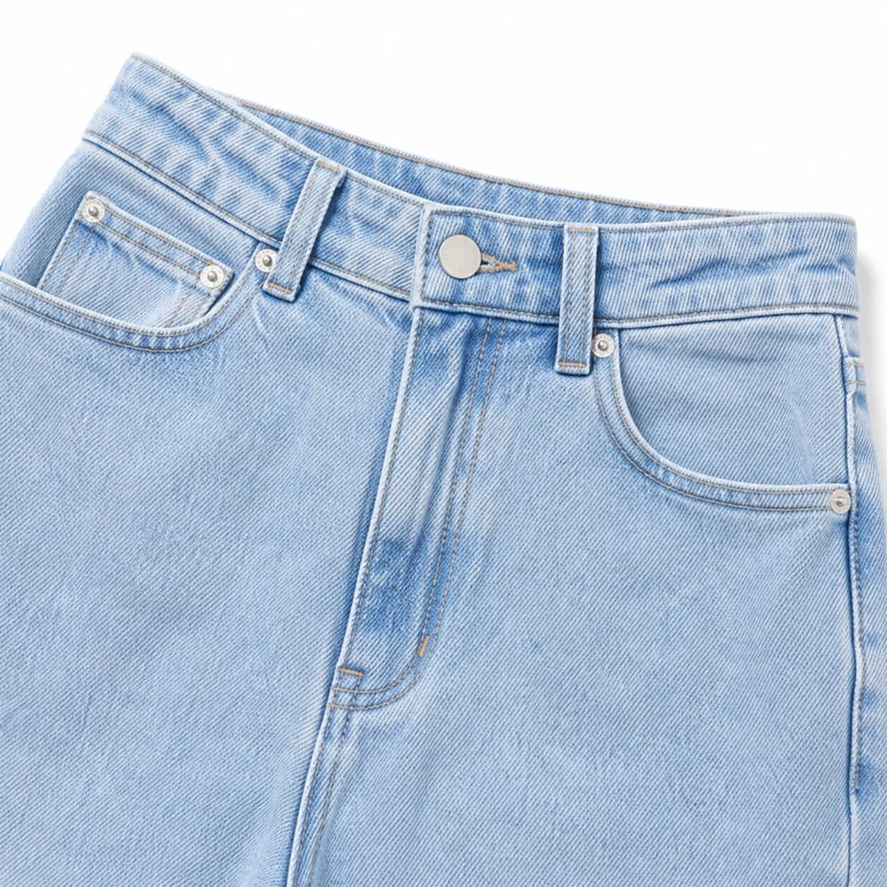 Women's High-Waisted Classic Jeans Full-Length Wide-Leg Fit - Light Blue 