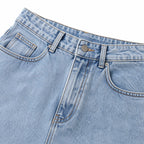 Women's Washed Denim Jeans High-Rise Wide-Leg Relaxed Fit - Blue detail