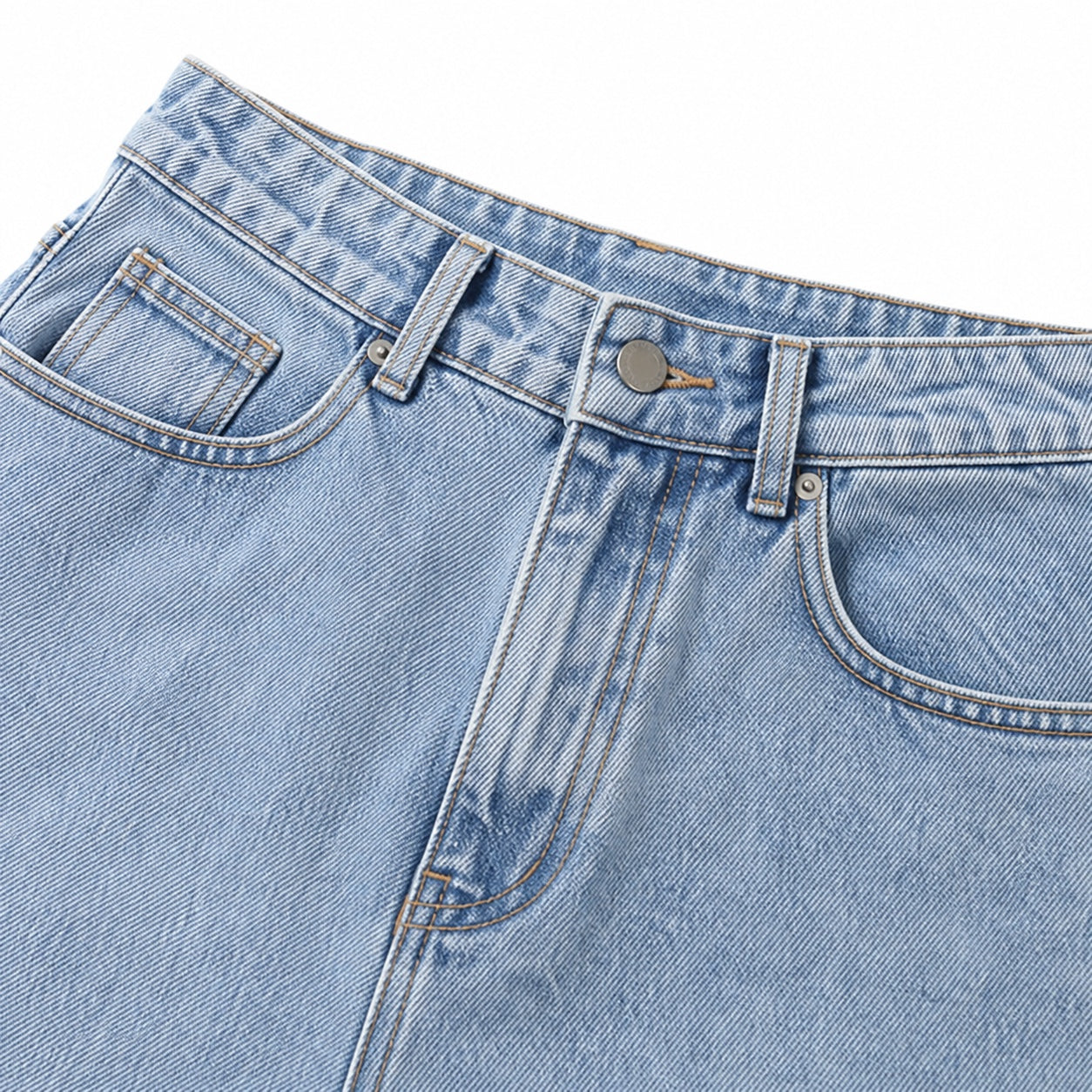 Women's Washed Denim Jeans High-Rise Wide-Leg Relaxed Fit - Blue detail