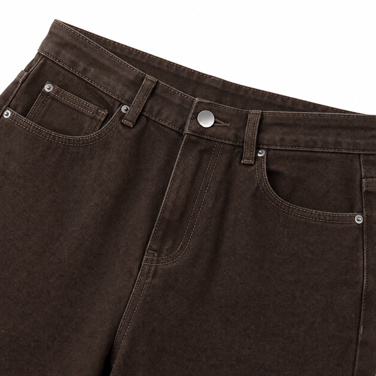 Women's Brown Denim Jeans High-Rise Wide-Leg Relaxed Fit - Brown detail