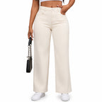 Women's Classic Denim Jeans High-Rise Straight-Leg Relaxed Fit - Apricot front