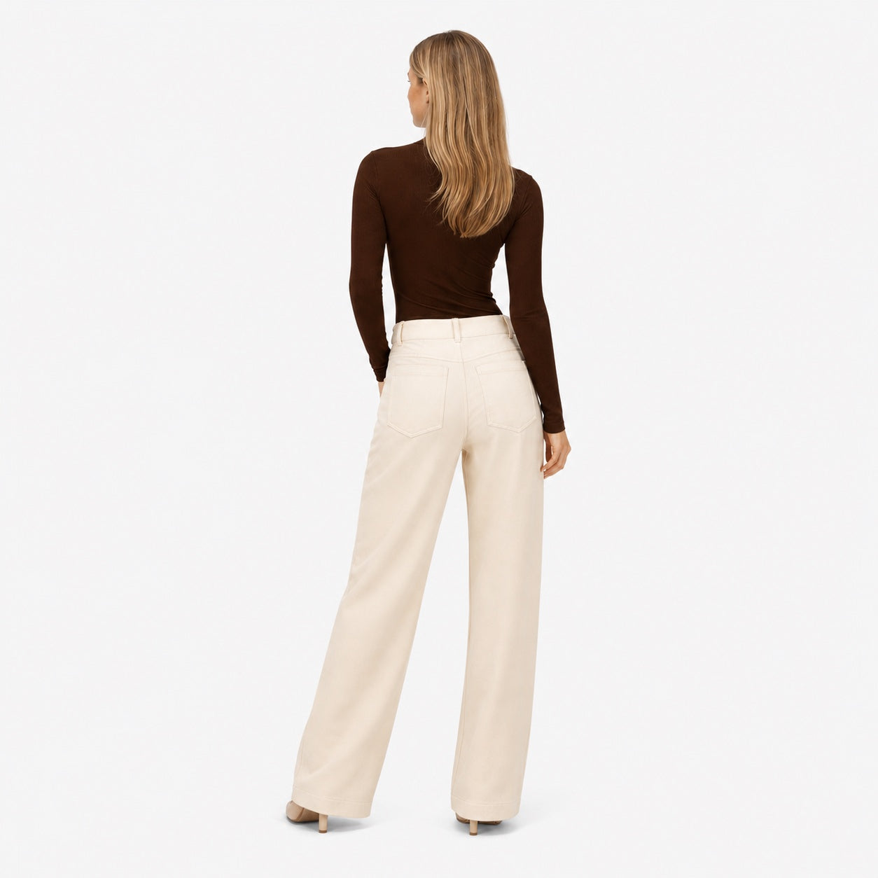 Women's Classic Denim Jeans High-Rise Straight-Leg Relaxed Fit - Apricot back