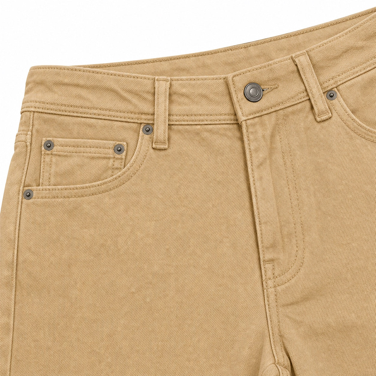 Women's Classic Denim Jeans High-Rise Straight-Leg Relaxed Fit - Khaki detail