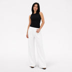 Women's Tailored Trousers High-Rise Pleated Wide-Leg Fit - White front
