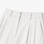 Women's Tailored Trousers High-Rise Pleated Wide-Leg Fit - White detail