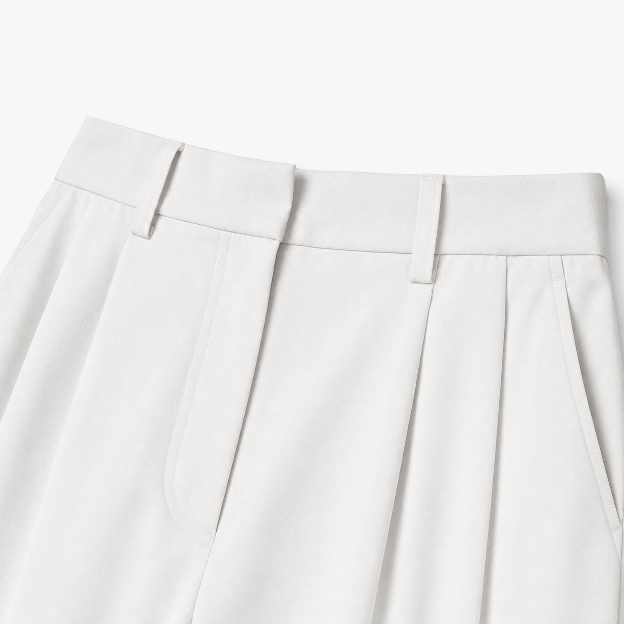 Women's Tailored Trousers High-Rise Pleated Wide-Leg Fit - White detail