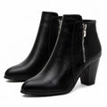 Women's Ankle Boots Side-Zip Detail High Block-Heel Fit - Black detail
