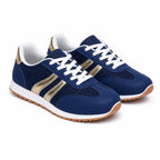 Women's Metallic-Stripe Mesh Trainers Gum Sole Lace-Up Regular Fit - Blue detail