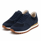 Women's Suede-Look Mesh Trainers Gum-Lug Sole Lace-Up Regular Fit - Navy Blue detail