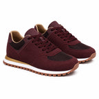 Women's Suede-Look Mesh Trainers Gum-Lug Sole Lace-Up Regular Fit - Wine Red detail