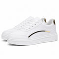 Women's Gold-Accent Platform Trainers Sculpted Sole Lace-Up Regular Fit - White Gold detail