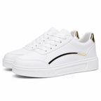 Women's Gold-Accent Platform Trainers Sculpted Sole Lace-Up Regular Fit - White Gold detail