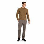 Men's Elbow-Patch Crew-Neck Knit Jumper Long Sleeve Regular Fit - Camel front