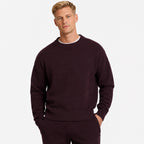 Men's Fine-Knit Crew-Neck Jumper Long Sleeve Regular Fit - Black Red front