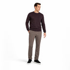 Men's Fine-Knit Crew-Neck Jumper Long Sleeve Regular Fit - Black Red front