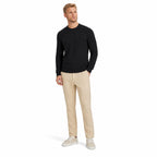 Men's Fine-Knit Crew-Neck Jumper Long Sleeve Regular Fit - Black front