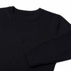 Men's Fine-Knit Crew-Neck Jumper Long Sleeve Regular Fit - Black detail