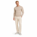Men's Fine-Knit Crew-Neck Jumper Long Sleeve Regular Fit - Camel front