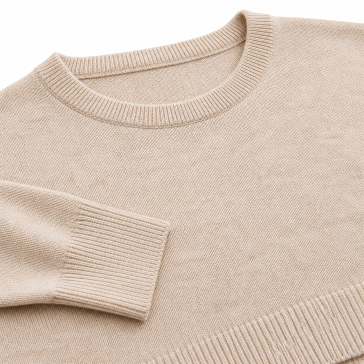 Men's Fine-Knit Crew-Neck Jumper Long Sleeve Regular Fit - Camel detail
