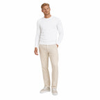 Men's Fine-Knit Crew-Neck Jumper Long Sleeve Regular Fit - White front
