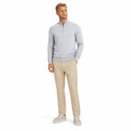 Men's Fine-Knit Quarter-Zip Jumper Stand Collar Long Sleeve Regular Fit - Light Grey front