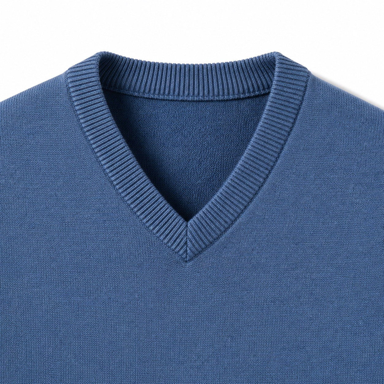Men's Fine-Knit V-Neck Jumper Long Sleeve Regular Fit - Sky Blue detail