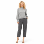Women's Mock-Neck Jumper Pearl-Button Cuff Balloon Sleeve Regular Fit