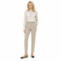 Women's Pleated Satin Blouse Mock-Neck Long Sleeve Relaxed Fit