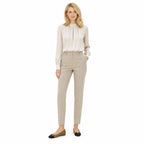 Women's Pleated Satin Blouse Mock-Neck Long Sleeve Relaxed Fit