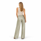 Women's Satin Wide-Leg Trousers Elastic-Waist Relaxed Fit