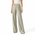 Women's Satin Wide-Leg Trousers Elastic-Waist Relaxed Fit