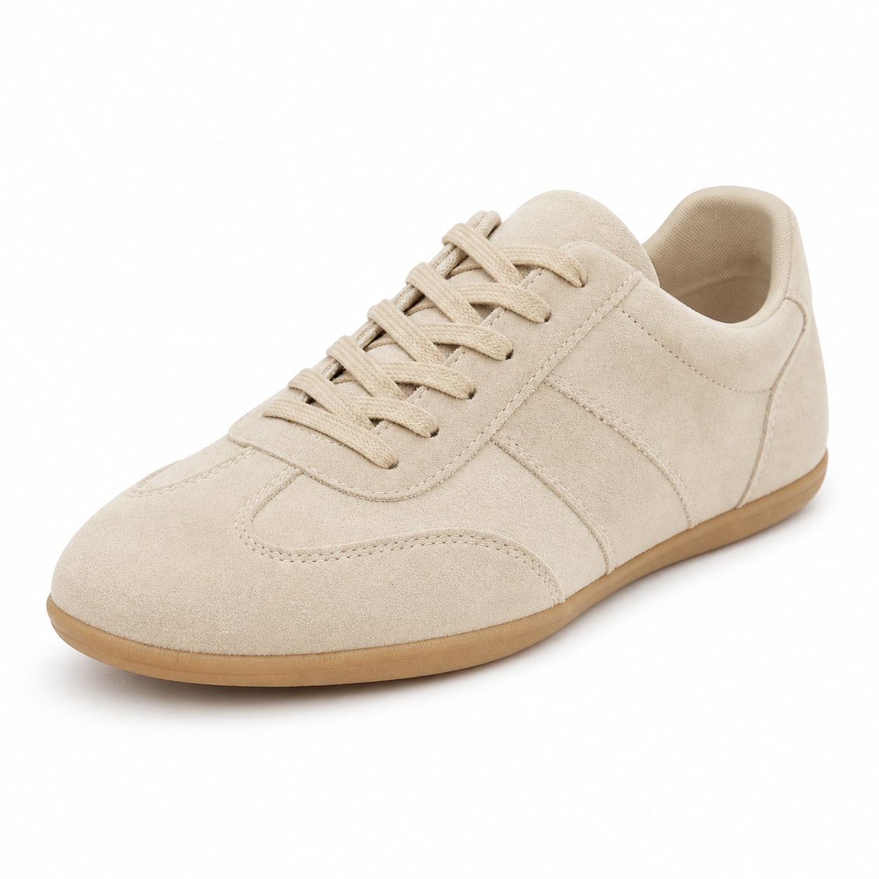 Women's Suede-Look Low Trainers Tonal Gum Sole
