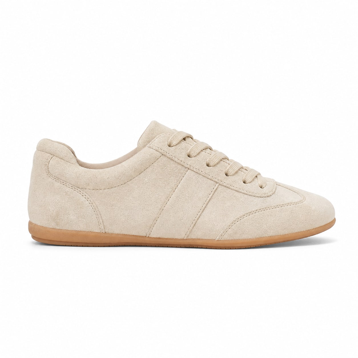 Women's Suede-Look Low Trainers Tonal Gum Sole