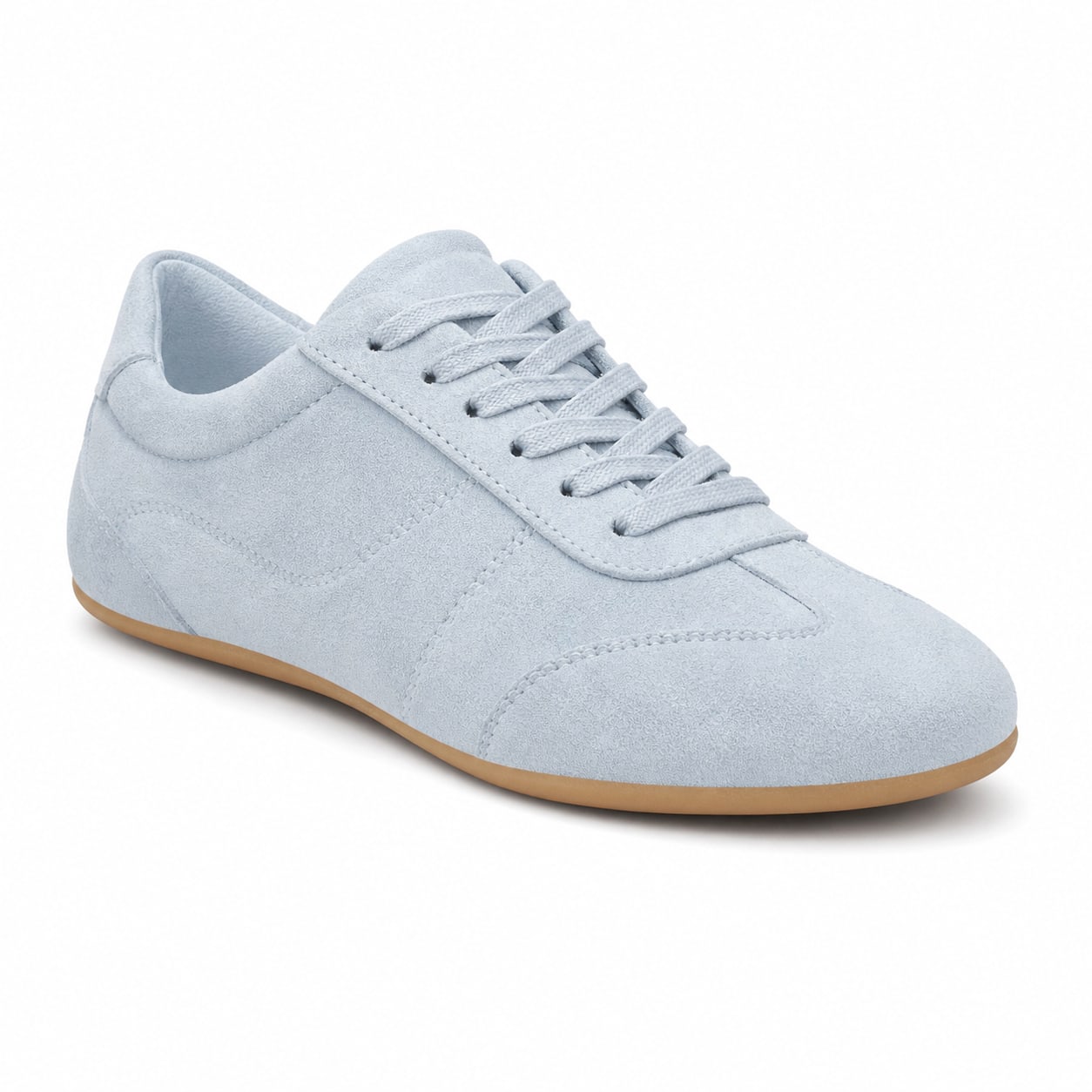 Women's Suede-Look Low Trainers Tonal Gum Sole