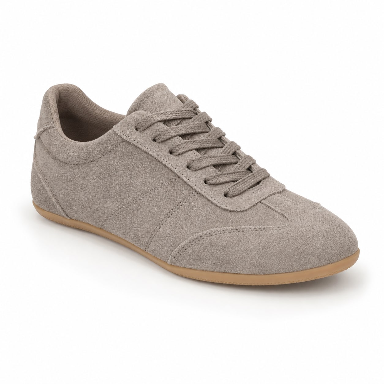 Women's Suede-Look Low Trainers Tonal Gum Sole