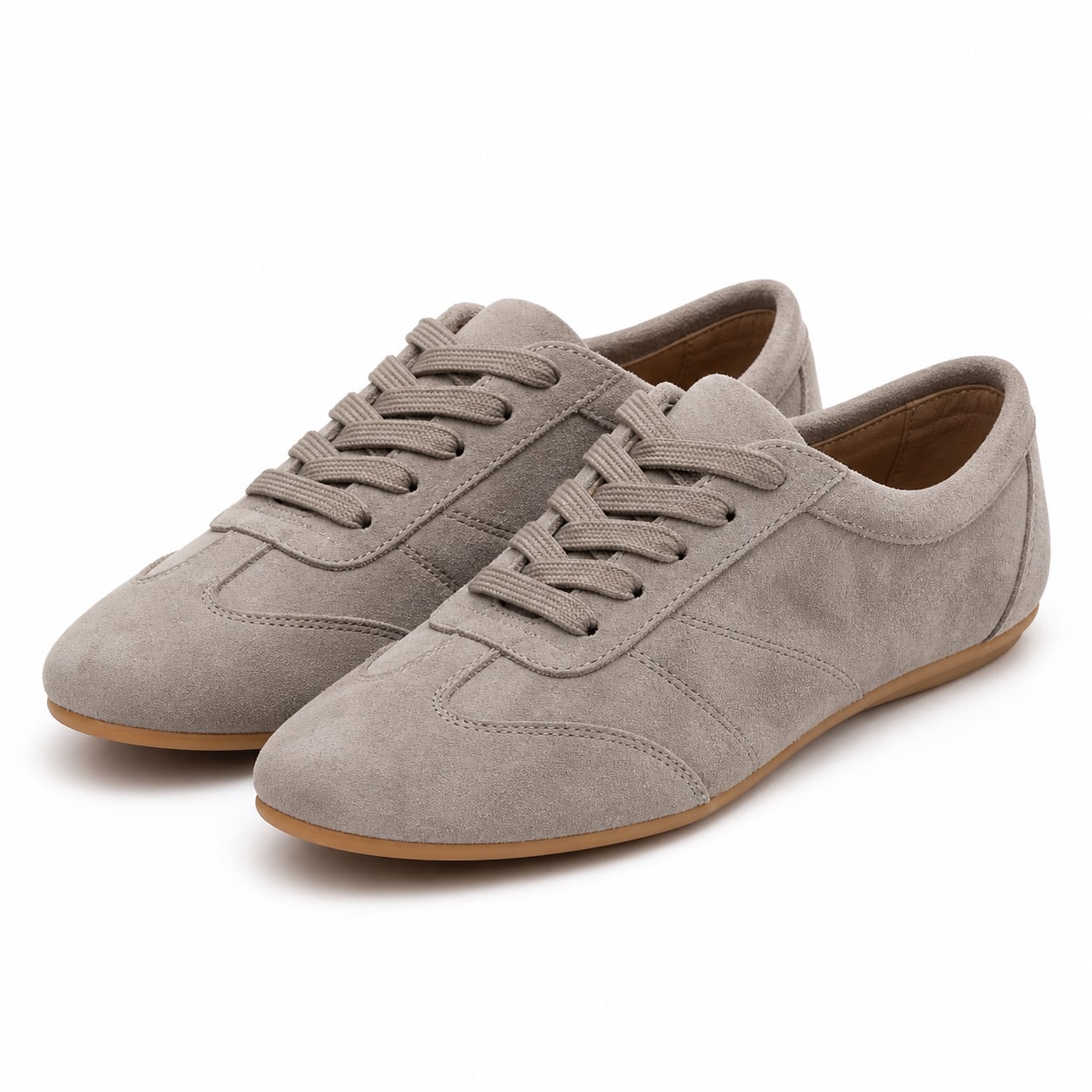 Women's Suede-Look Low Trainers Tonal Gum Sole
