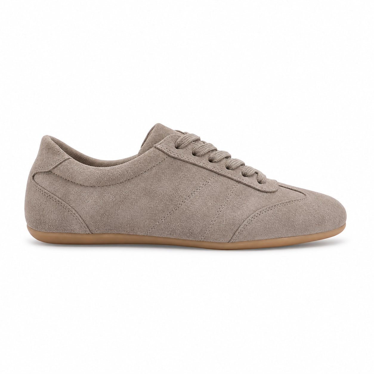 Women's Suede-Look Low Trainers Tonal Gum Sole
