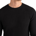 Men's Waffle-Rib Crew-Neck Jumper Long Sleeve