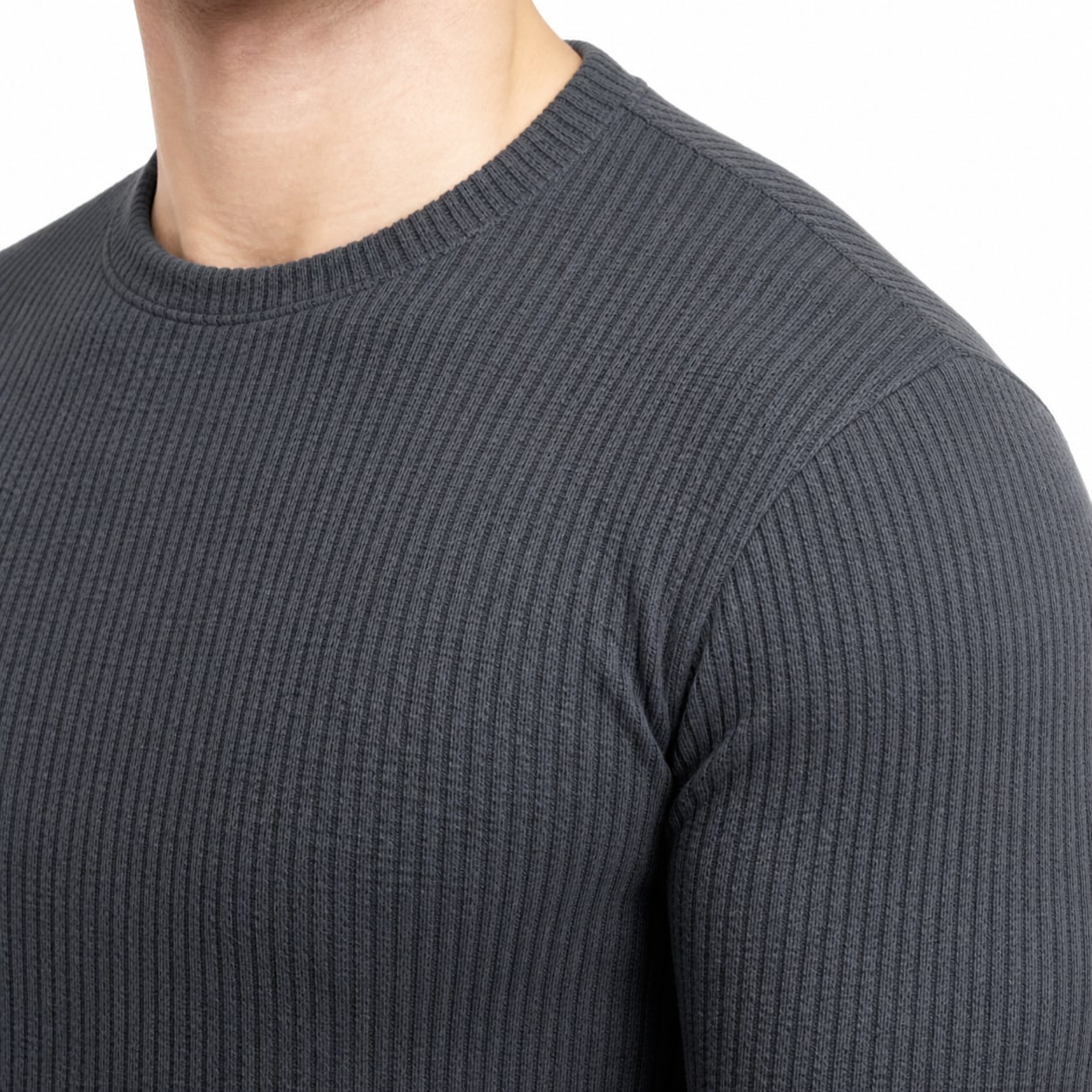 Men's Waffle-Rib Crew-Neck Jumper Long Sleeve