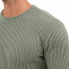 Men's Waffle-Rib Crew-Neck Jumper Long Sleeve